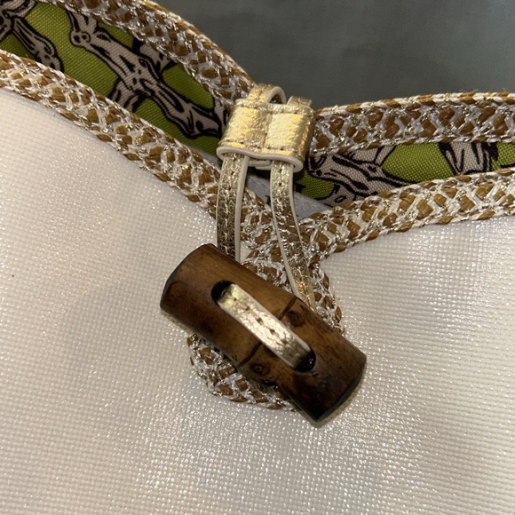 EricJavits New York tote bag. Very good condition. Gold cream, and green colors - Picture 4 of 8